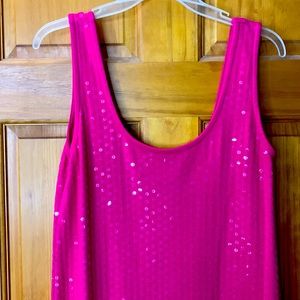 Large pink sequin dress